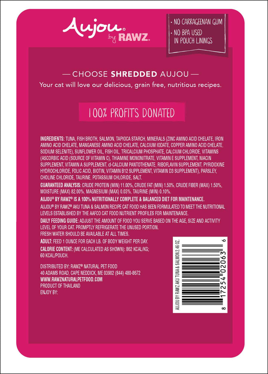 Rawz Aujou Cat Pouch, Tuna & Salmon 2.46oz.