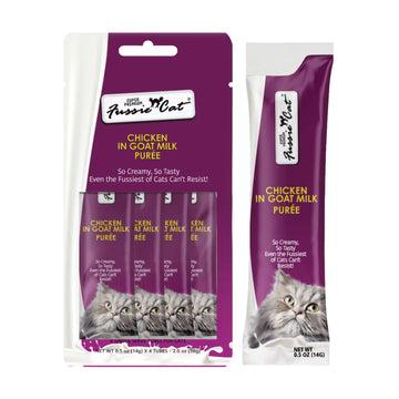 Fussie Cat Goat Milk Purée Treat , Pack of 4, 2-oz