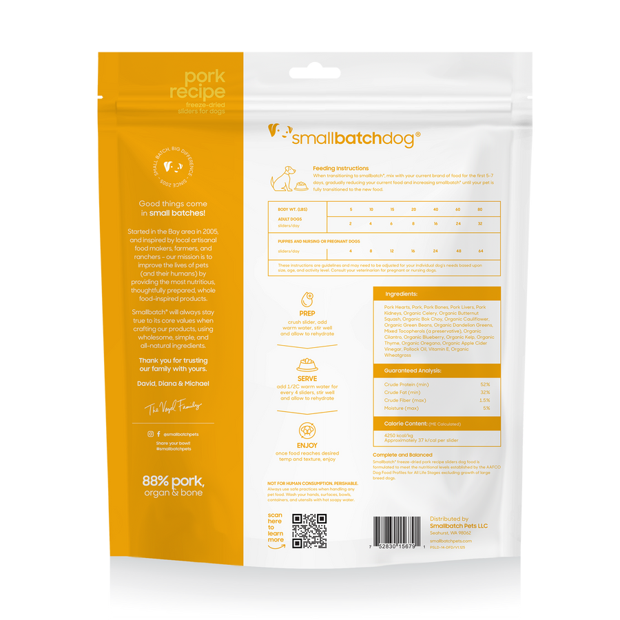 Smallbatch Freeze-Dried Pork Recipe Dog, 14oz.