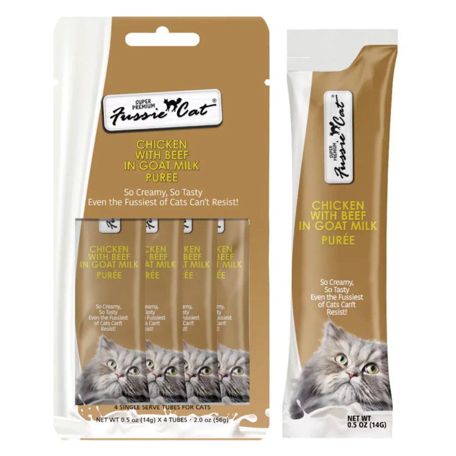 Fussie Cat Goat Milk Purée Treat , Pack of 4, 2-oz