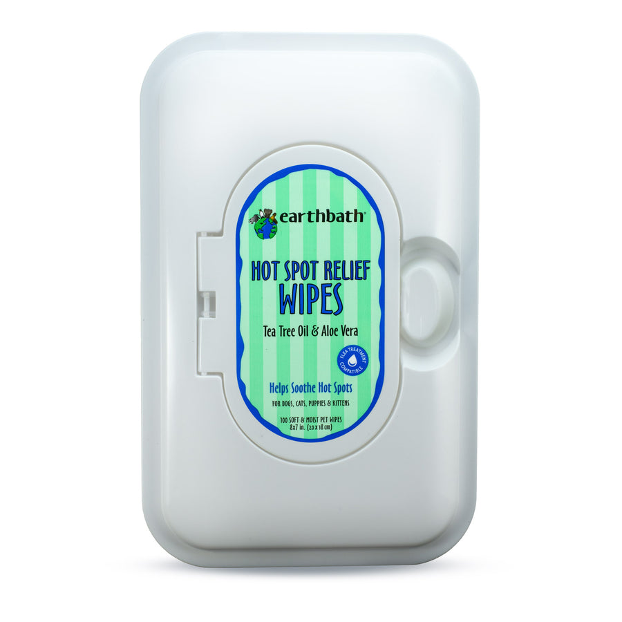 Earthbath Hot Spot Wipes Tea Tree & Aloe, 100 ct
