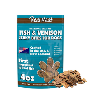 Fish & Venison Jerky treats, 4oz.
