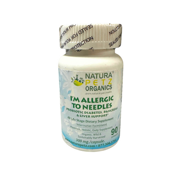 Natura Petz Organics I'M ALLERGIC TO NEEDLES Probiotic, Pancreas & Glucose Support* Dog Supplement, 300mg, 90cap