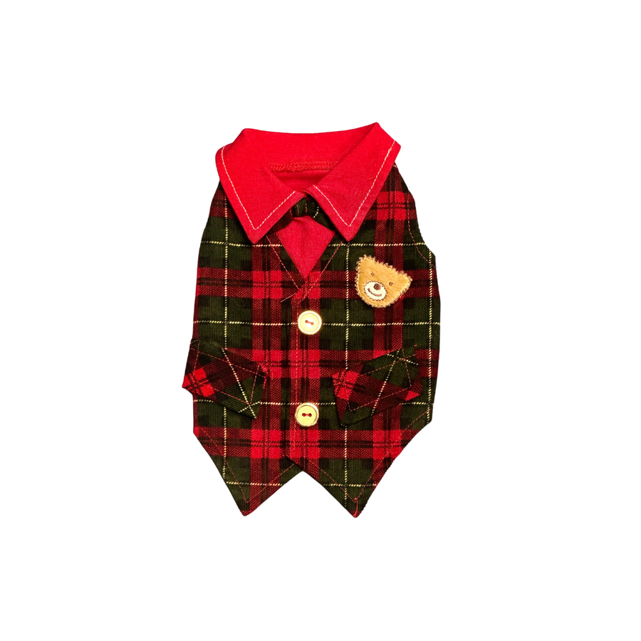 Plaid Shirt With Hand Stitched Bear
