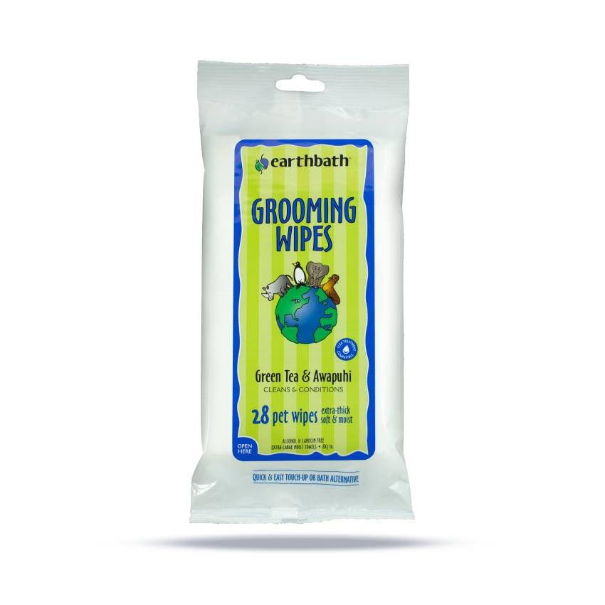 Grooming Wipes for Dogs & Cats-Green Tea & Awapuh, 28 ct.