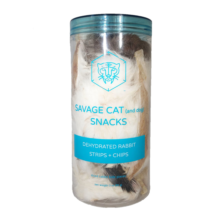 Dehydrated Rabbit Strips + Chips , 3oz.
